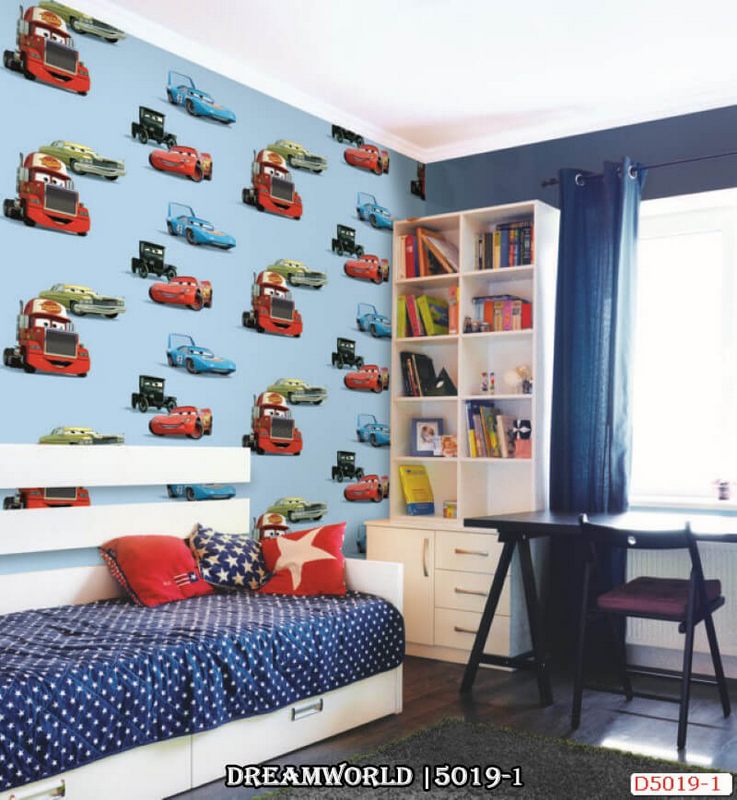 Giấy dán tường trẻ em họa tiết nhân vật hoạt hình vương quốc xe hơi 5019-1